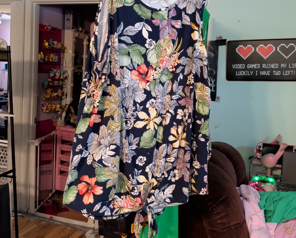 Floral Navy Tank Top